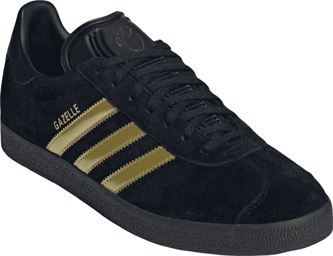 Adidas gazelle black gold suede sales