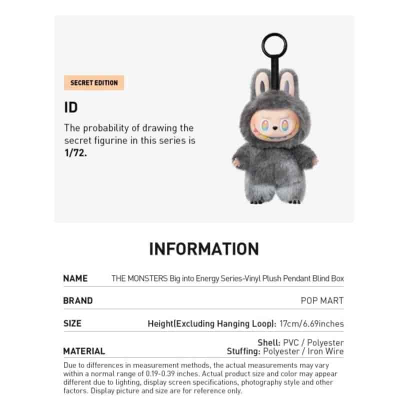 Labubu The Monsters Big into Energy Vinyl Pendant Blind Box