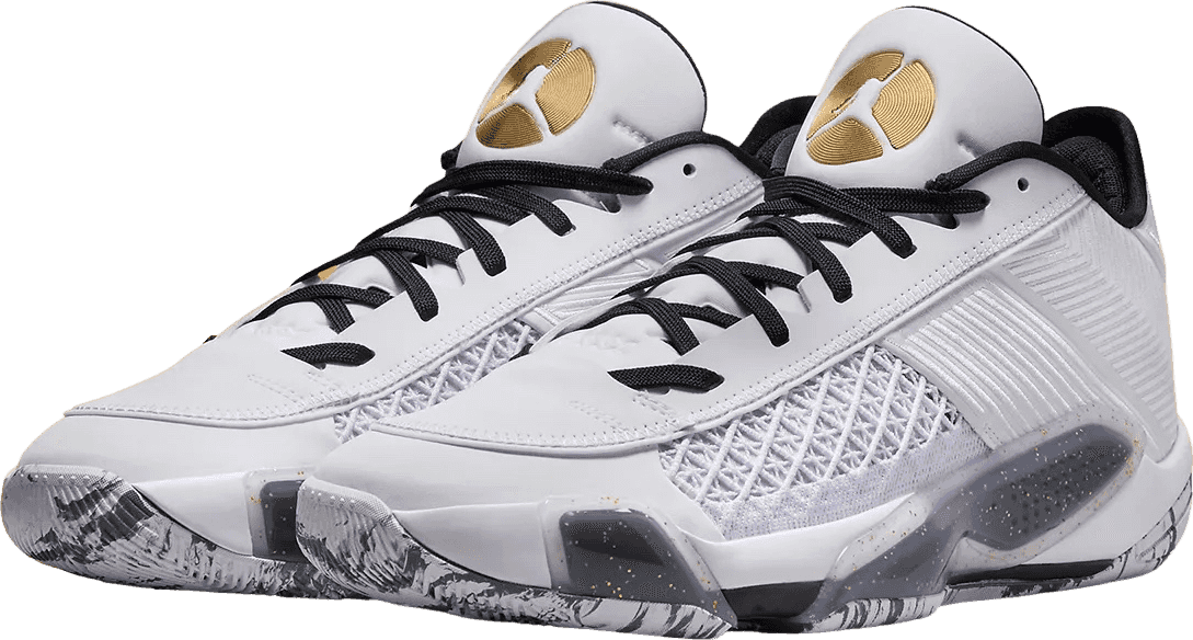 Jordan 38 Low White Metallic Gold Black