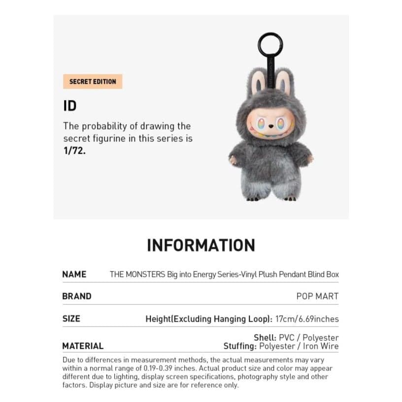 Labubu The Monsters Big into Energy Vinyl Pendant Blind Box